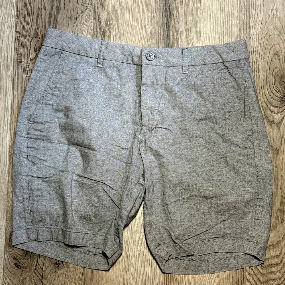 Marc Anthony Light Gray Cotton Flat Front Shorts Size 32